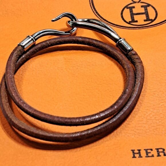 Hermès Leather Silver Hook Bracelet/Necklace Choker - Picture 4 of 15
